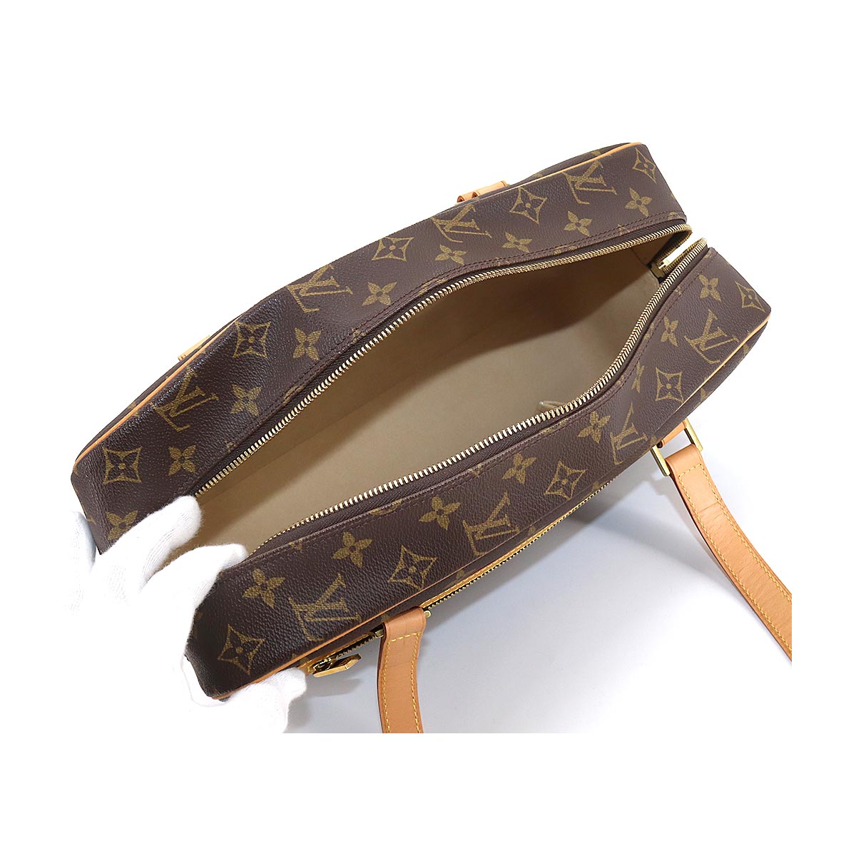 Louis Vuitton Monogram Cite GM Shoulder Bag Brown