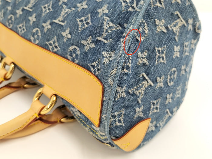 Louis Vuitton Neo Speedy Handbag Mini Boston Bag Monogram Denim Blue
