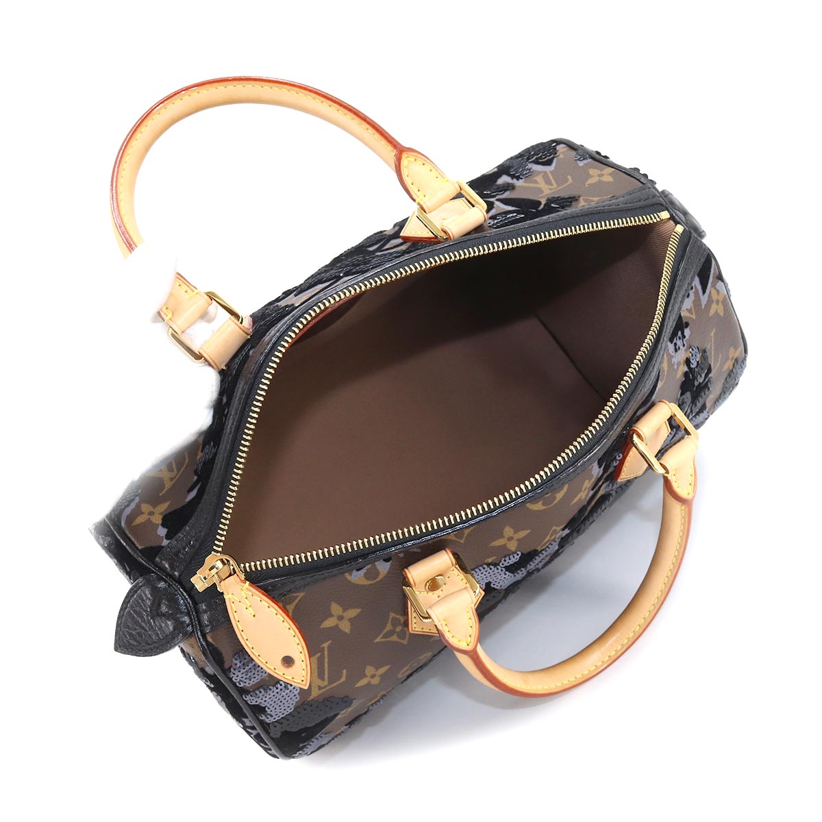 Louis Vuitton Monogram Fleur De Gees Speedy 30 Hand Bag Sequin Brown