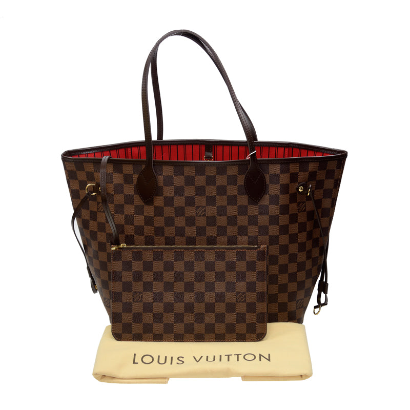 Louis Vuitton Neverfull MM Tote Shoulder Bag Damier Ebene Canvas