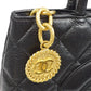 Chanel Medallion Quilted CC Hand Tote Bag Purse Black Caviar Skin