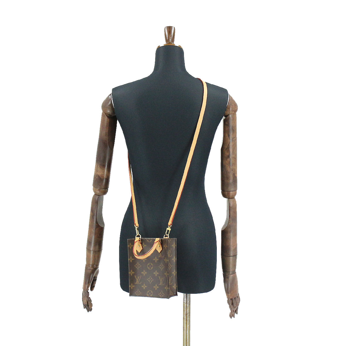 Louis Vuitton Monogram Petit Sac Plat 2 Way Hand Shoulder Bag Brown