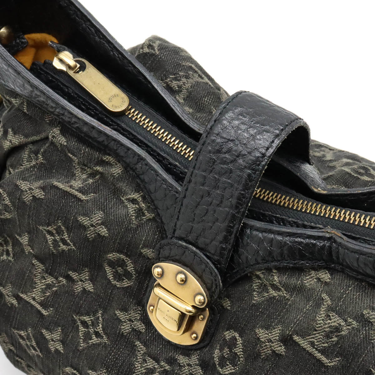 Louis Vuitton Monogram Denim XS Shoulder Bag Diagonal Canvas Leather Black