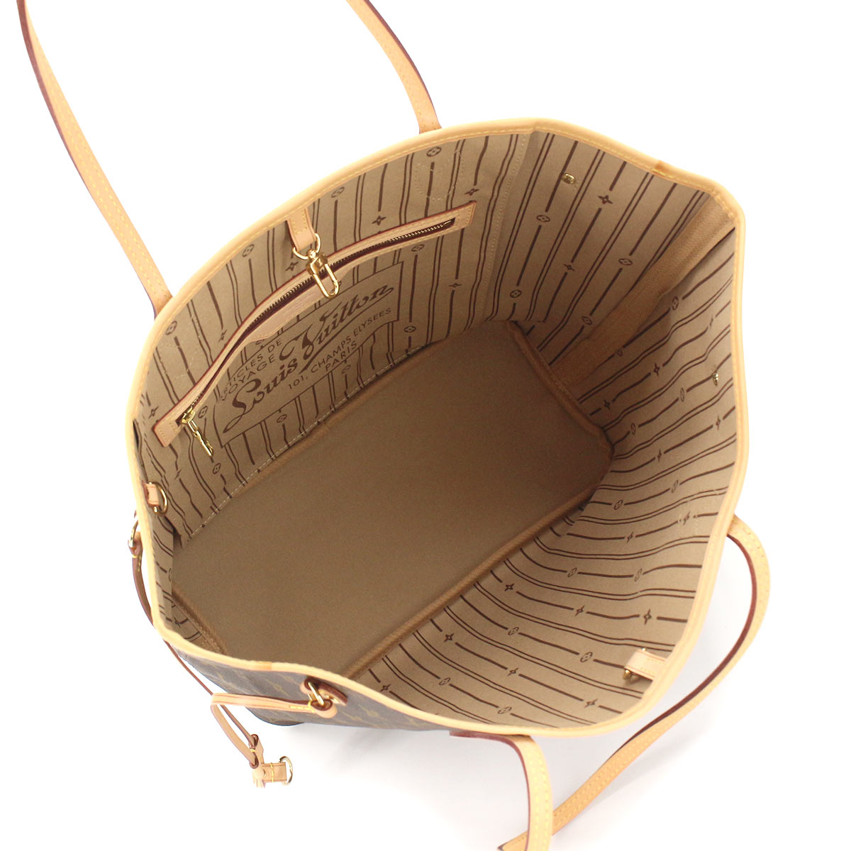 Louis Vuitton Monogram Neverfull MM Tote Bag Brown Beige