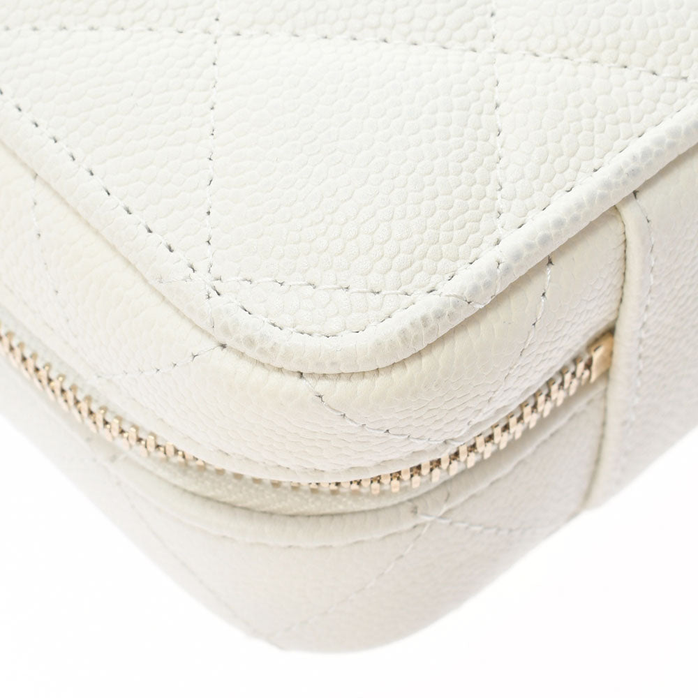 Chanel Matelasse Vanity Case White Gold Hardware Grained Calfskin Shoulder Bag