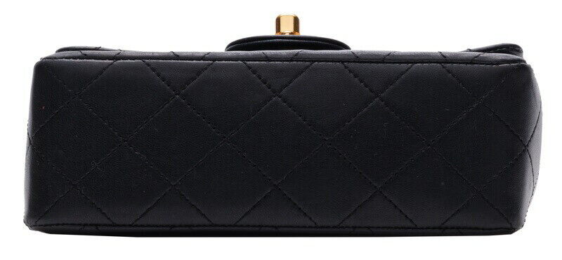 Chanel Mini Matelasse Turn Lock Single Flap Chain Handbag Lambskin Black