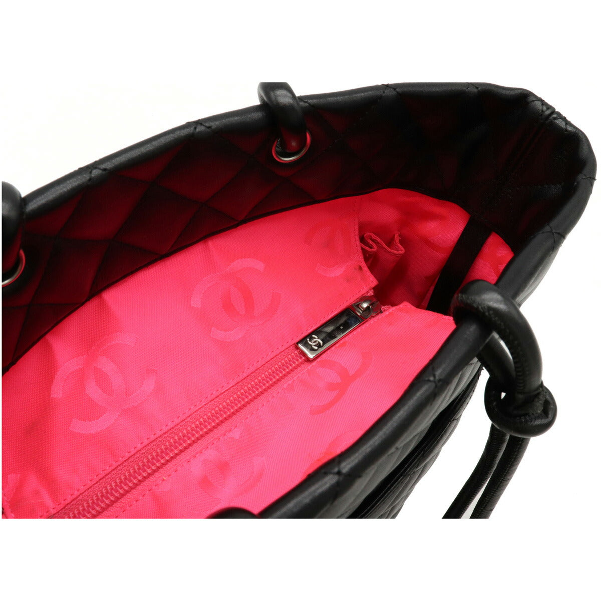 Chanel Cambon Line Medium Tote Bag Soft Calf Enamel Black