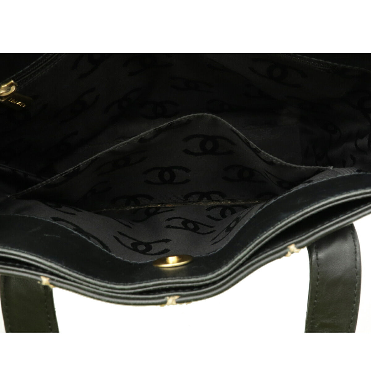 Chanel Wild Stitch Handbag Tote Bag Cocomark Leather Black Gold Hardware