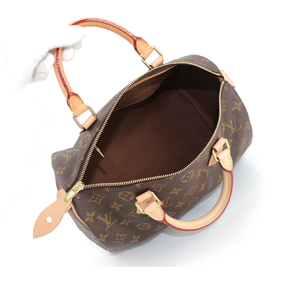 Louis Vuitton Monogram Speedy 30 HandBag Brown Gold Hardware