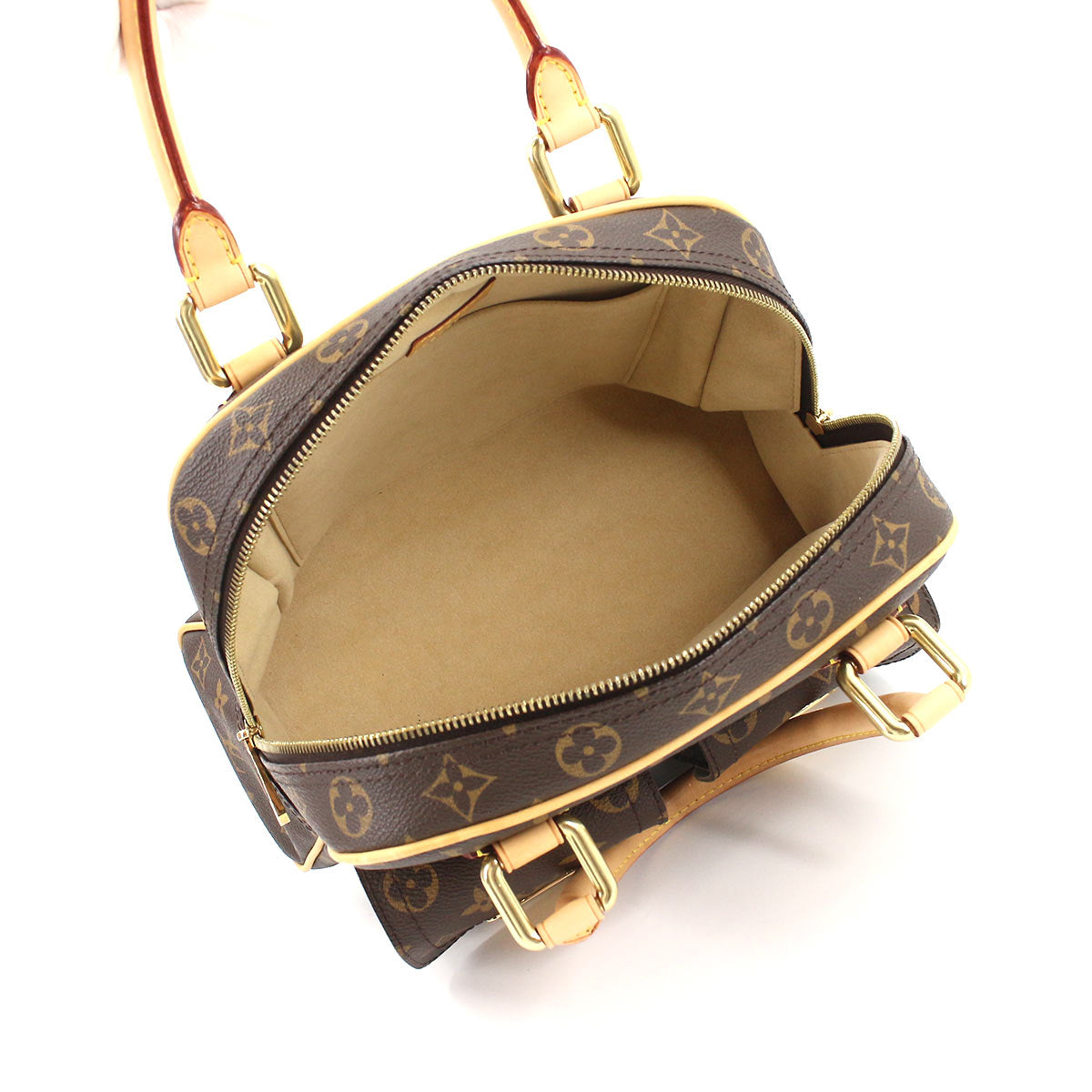 Louis Vuitton Monogram Manhattan PM Handbag Brown Gold Hardware
