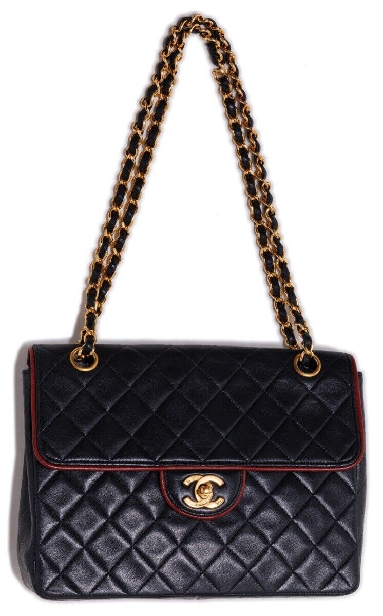 Chanel Matelasse Turn Lock Bicolor Single Flap Chain Shoulder Lambskin