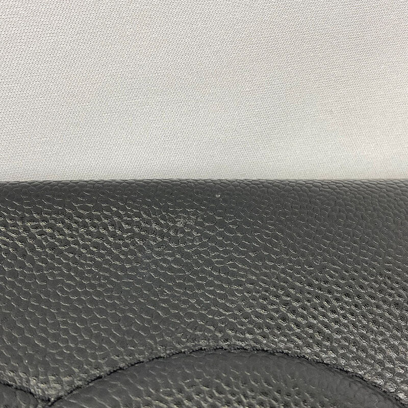 Chanel Half Moon Chain Shoulder Bag Black Silver Hardware Caviar Skin