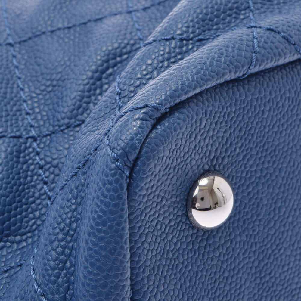 Chanel Matelasse Chain Tote Blue Silver Hardware Caviar Skin Bag