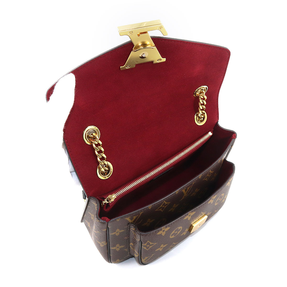 Louis Vuitton Monogram Passy Chain Shoulder Bag Brown Black
