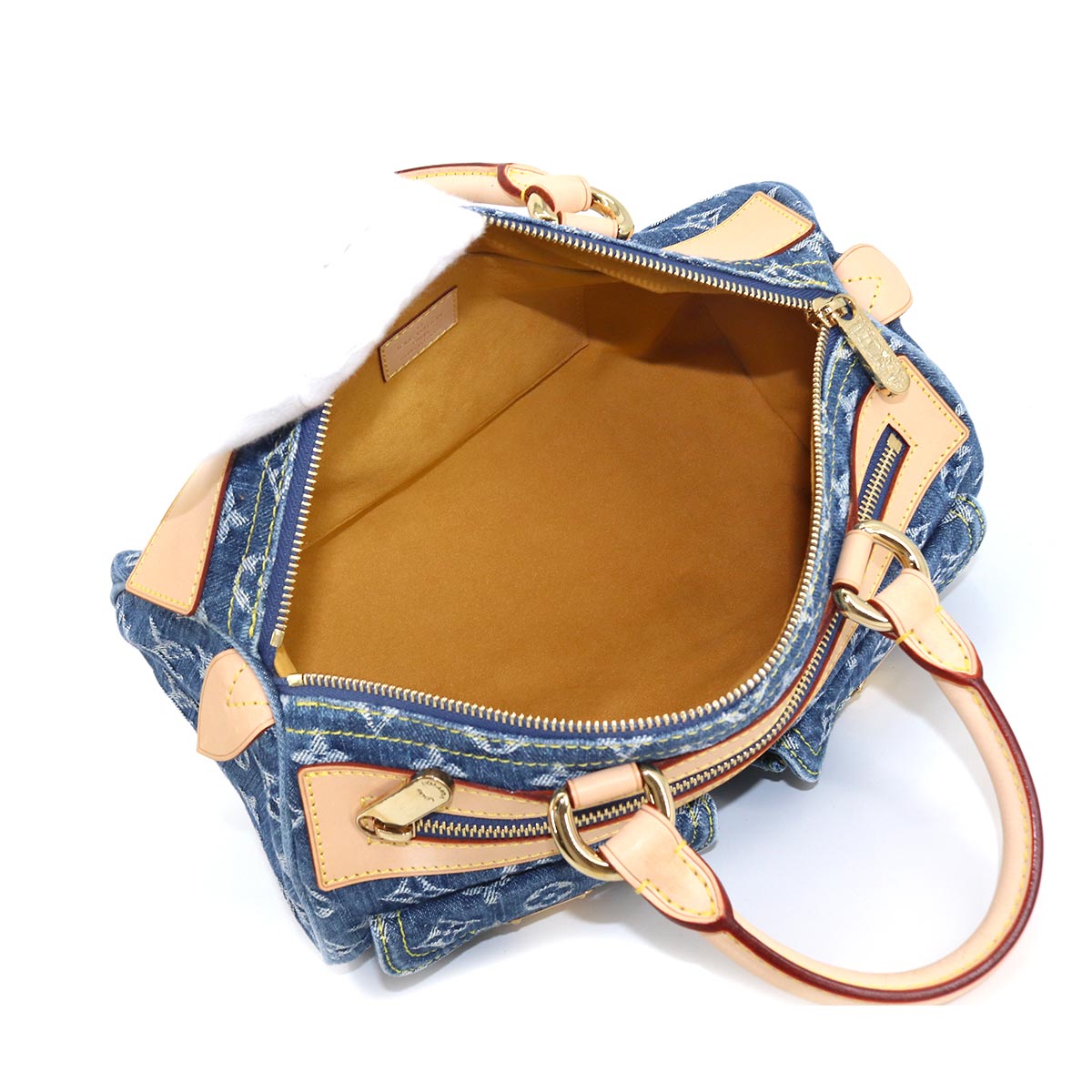 Louis Vuitton Monogram Denim Neo Speedy Hand Bag Canvas Leather Blue