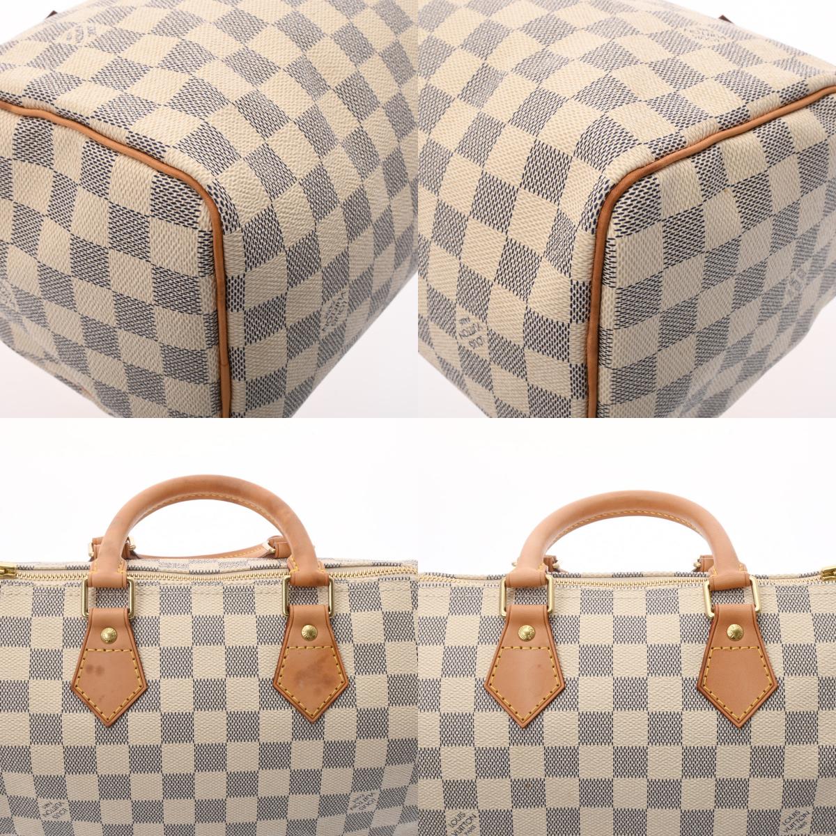 Louis Vuitton Damier Azur Speedy 25 White  Canvas Handbag