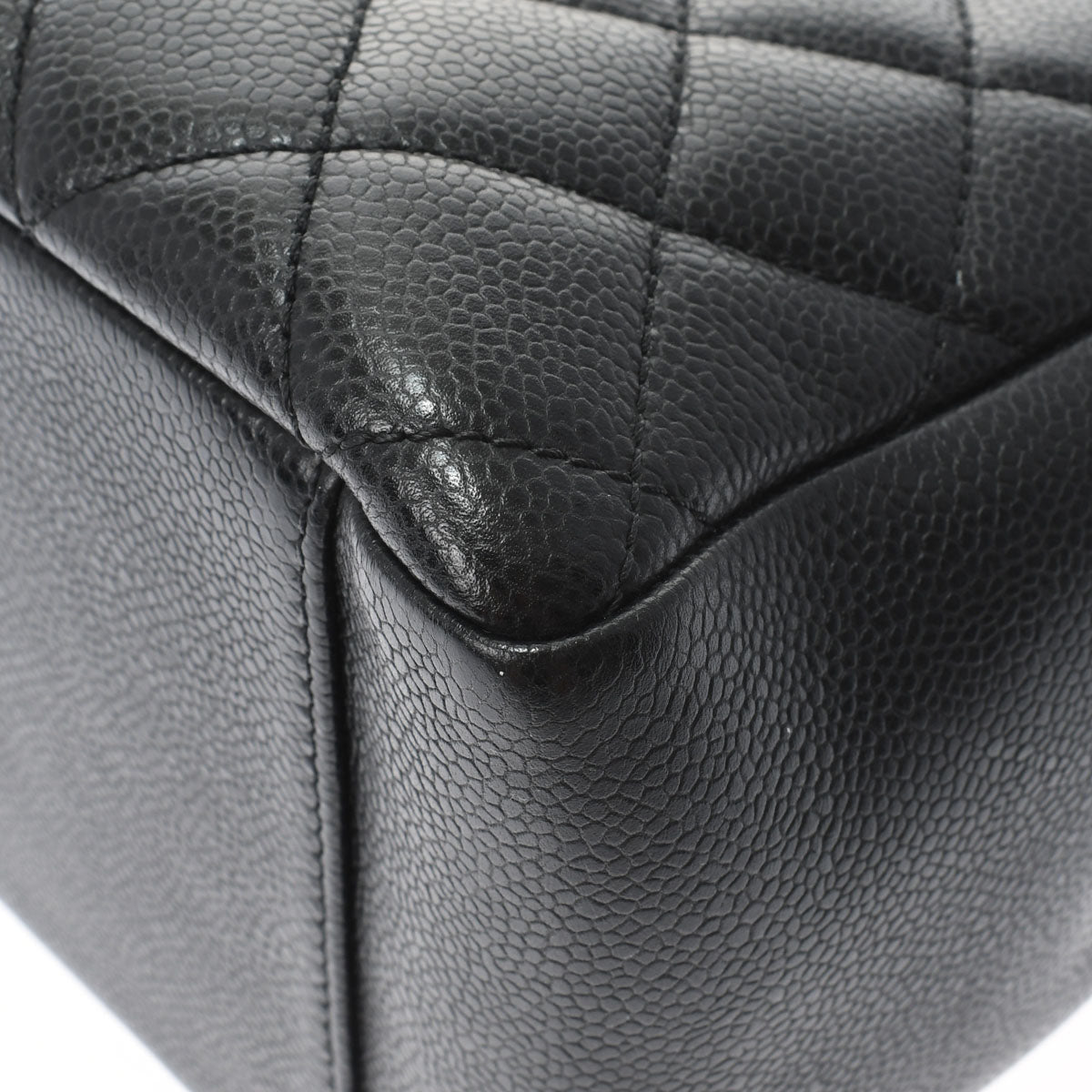 Chanel Matelasse Gst Black Silver Hardware Caviar Skin Tote Bag