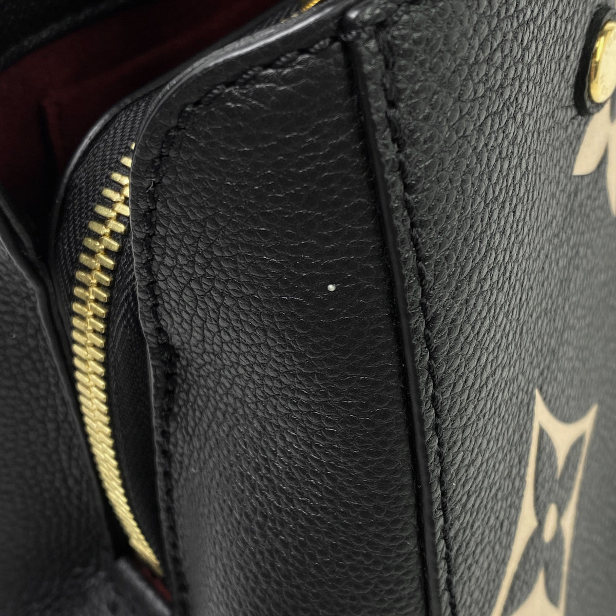 Louis Vuitton Montaigne BB Shoulder Bag Bicolor Monogram Implant Noir Beige