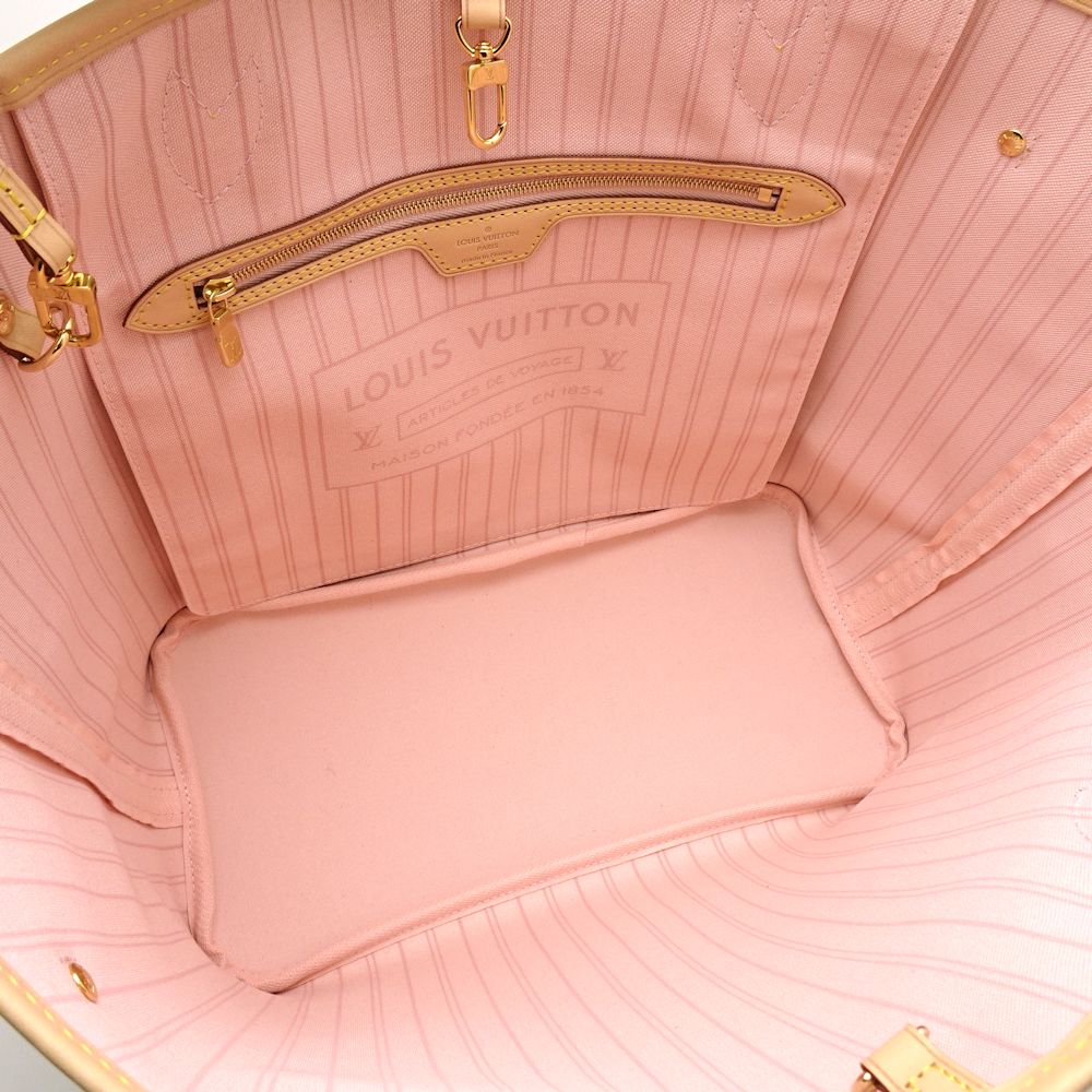 Louis Vuitton  Damier Azur Neverfull MM Rose Ballerine Tote Bag