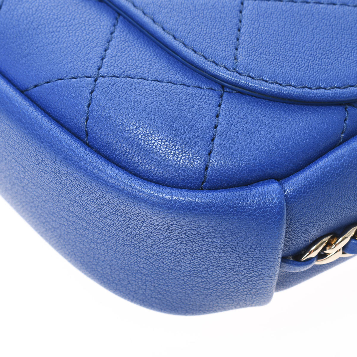 Chanel Chain Shoulder Blue Gold Hardware Calfskin Shoulder Bag