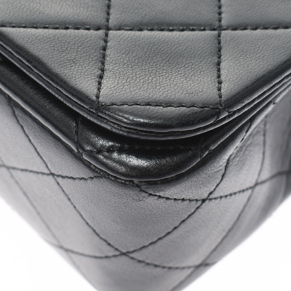 Chanel Matelasse Full Flap Push Lock Chain Shoulder Black Gold Hardware Lambskin Shoulder Bag