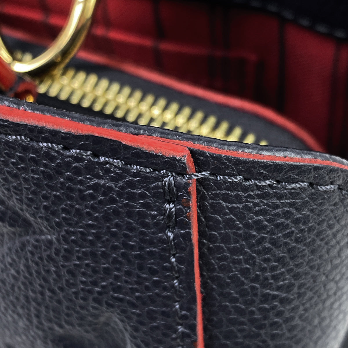 Louis Vuitton Montaigne BB Handbag Monogram Implant Marine Rouge
