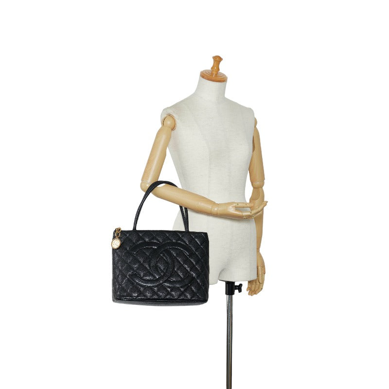 Chanel Coco Mark Handbag Tote Bag Black
