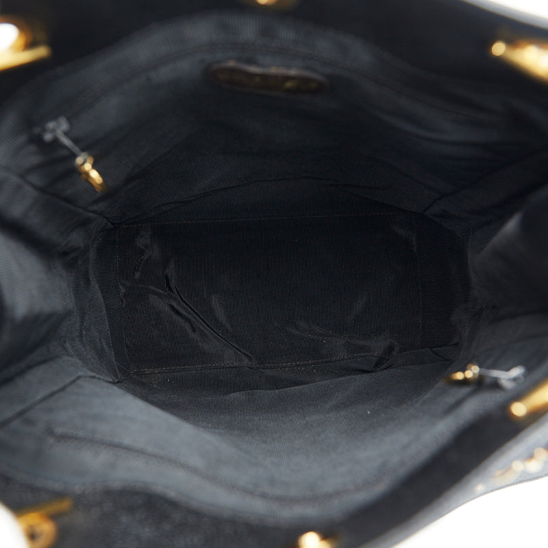 Chanel Coco Mark Handbag Tote Bag Black Gold