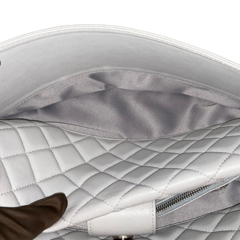 Chanel Matelasse Chain Tote Bag Light Gray Silver