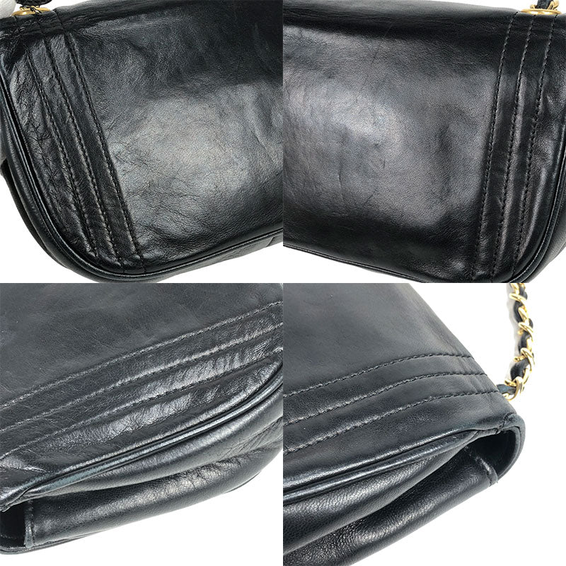 Chanel Coco Mark Chain Hardware Shoulder Bag Black Gold