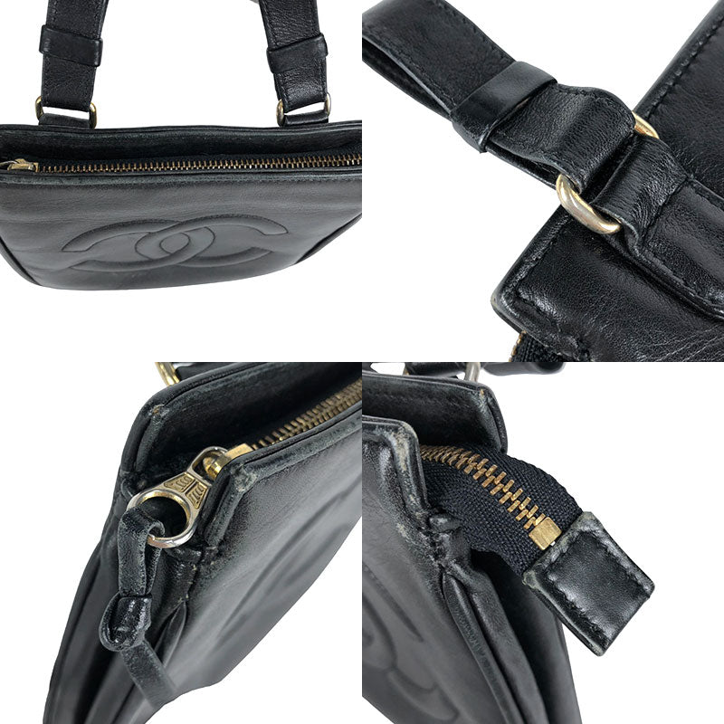 Chanel Coco Mark Waist Bag Lambskin Black Gold