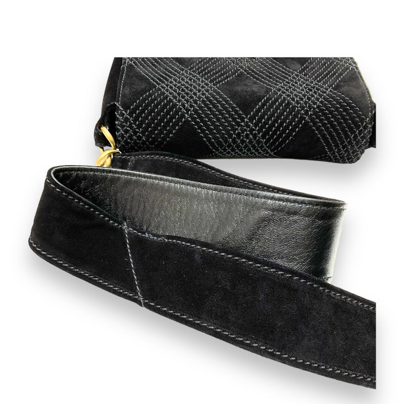 Chanel Stitch Shoulder Bag Matte Gold Hardware Black