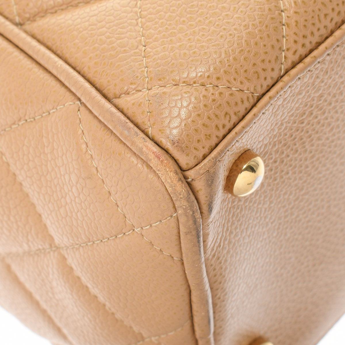 Chanel Mini Boston Beige Gold Hardware Caviar Skin Boston Bag