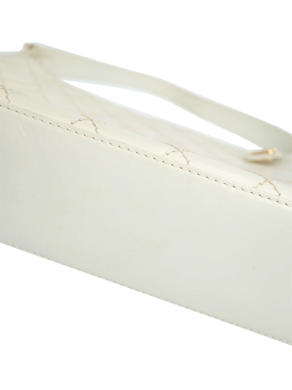 Chanel White Leather Wild Stitch Semi-Shoulder Bag
