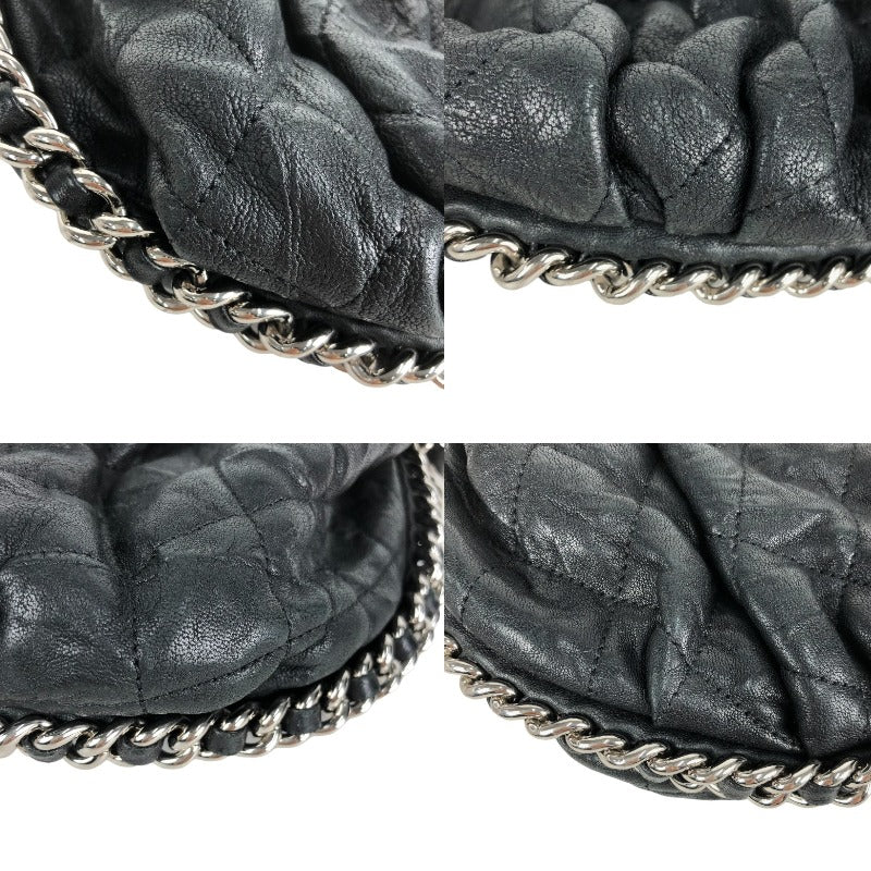 Chanel Chain Shoulder Bag Silver Hardware Black