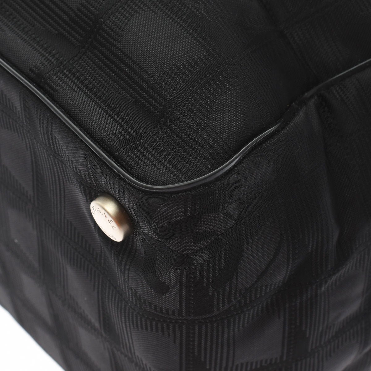 Chanel New Travel Line Tote MM Black Gold Hardware Nylon Leather Tote Bag