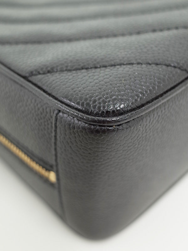 Chanel V Stitch Chain Shoulder Bag Black