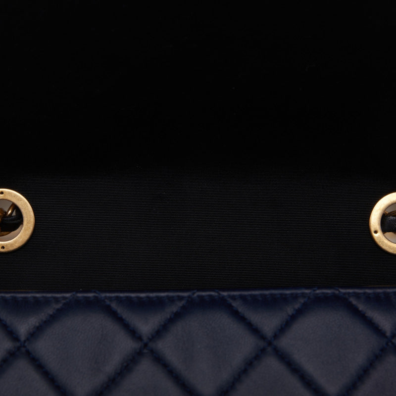 Chanel Chain Calfskin Gold Hardware Mini Shoulder Bag Navy Black