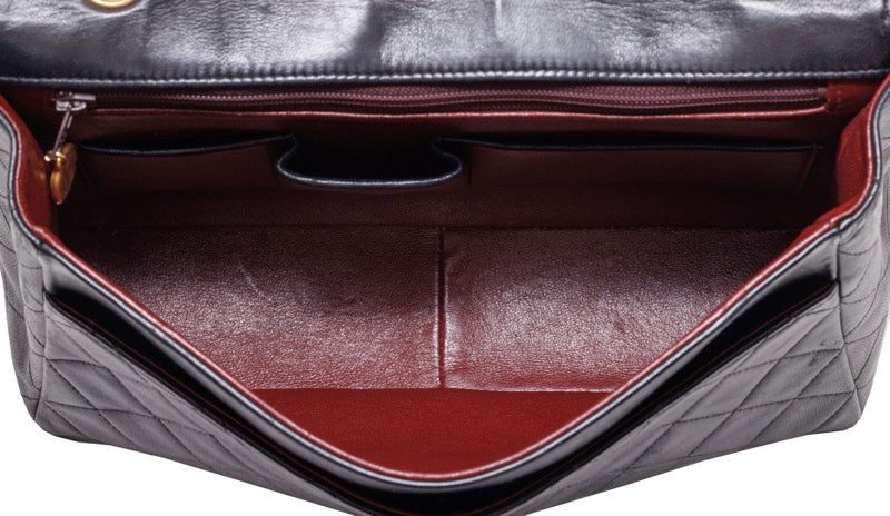 Chanel Matelasse Chain Shoulder Bag Lambskin Black Red