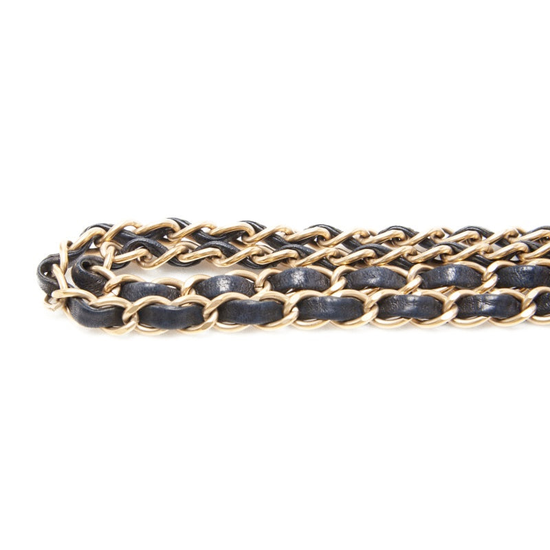 Chanel V Stitch Turn Single Flap Chain Lambskin Navy Ivory