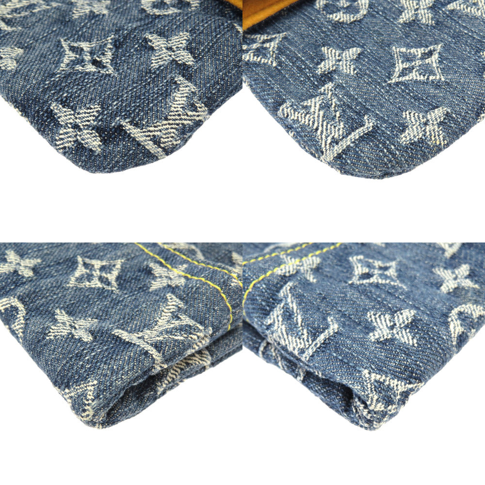Louis Vuitton Monogram Denim Pochette Plat Clutch Bag Blue