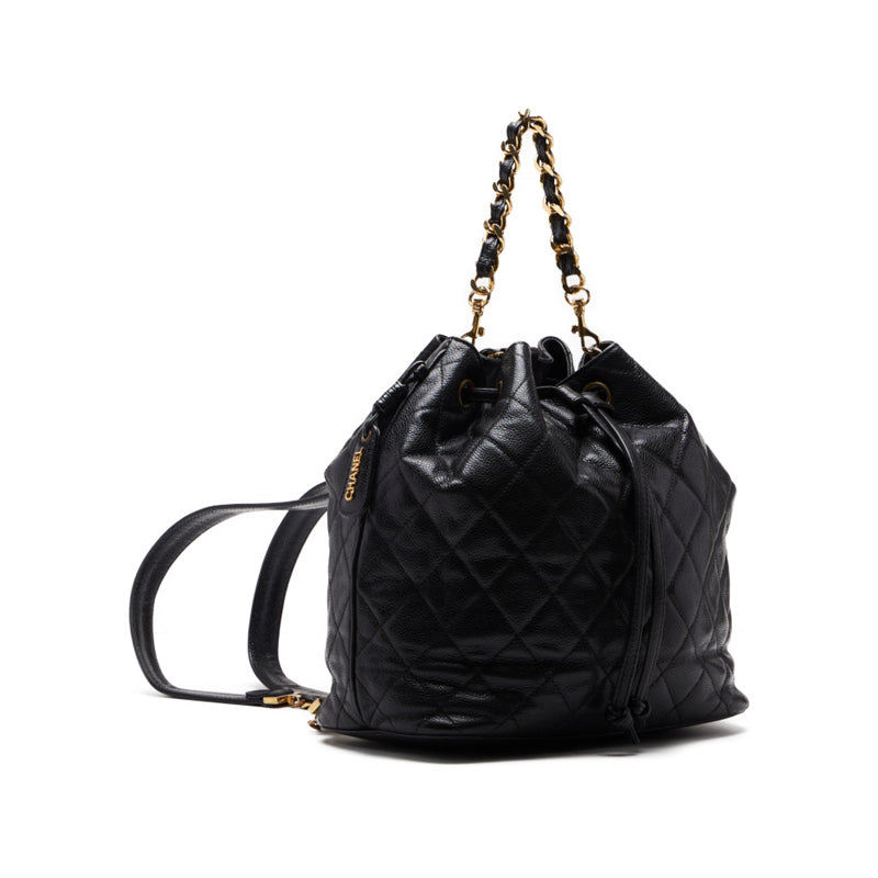 Chanel Matelasse Chain Backpack Caviar Skin Black