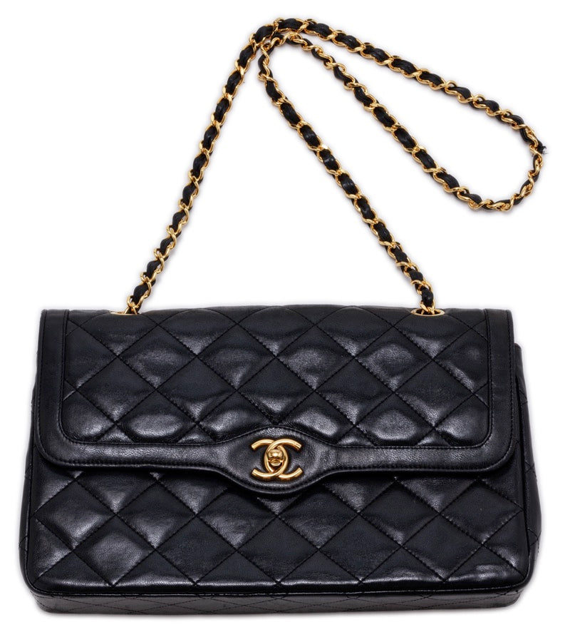 Chanel Matelasse Double Flap Chain Lambskin Black
