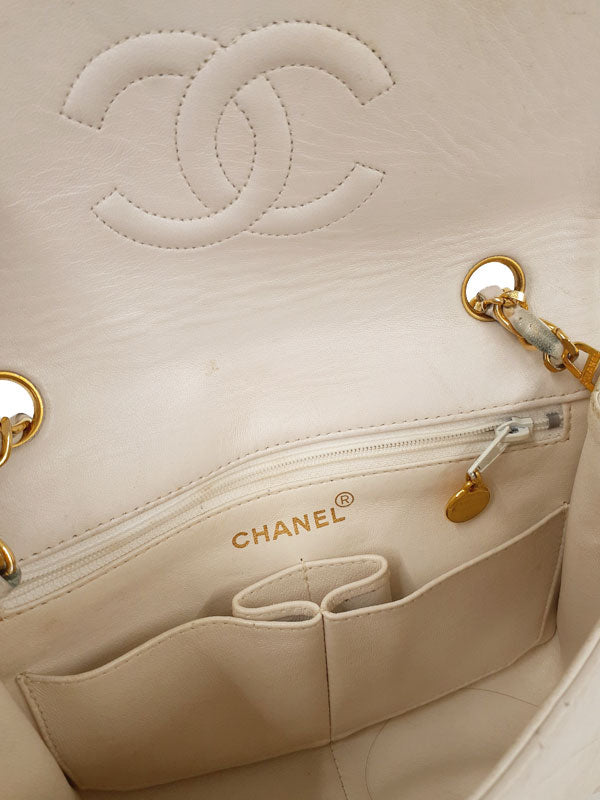 Chanel Matelasse Chain Shoulder Bag Ivory