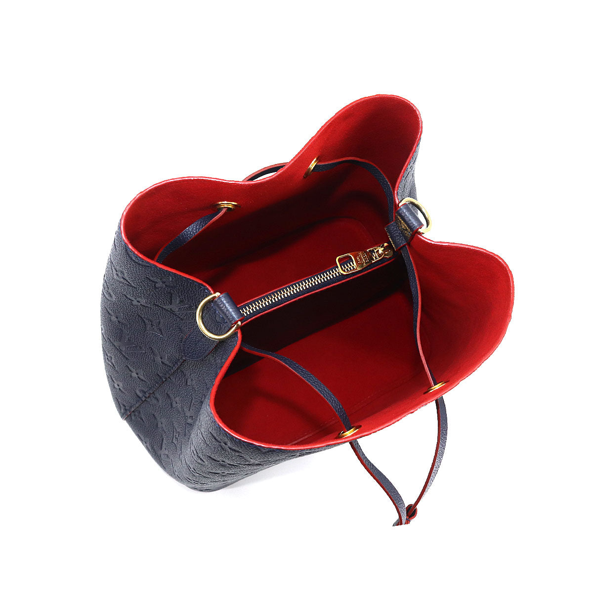 Louis Vuitton Monogram Emplant Neo Noe Shoulder Bag Leather Marine Rouge