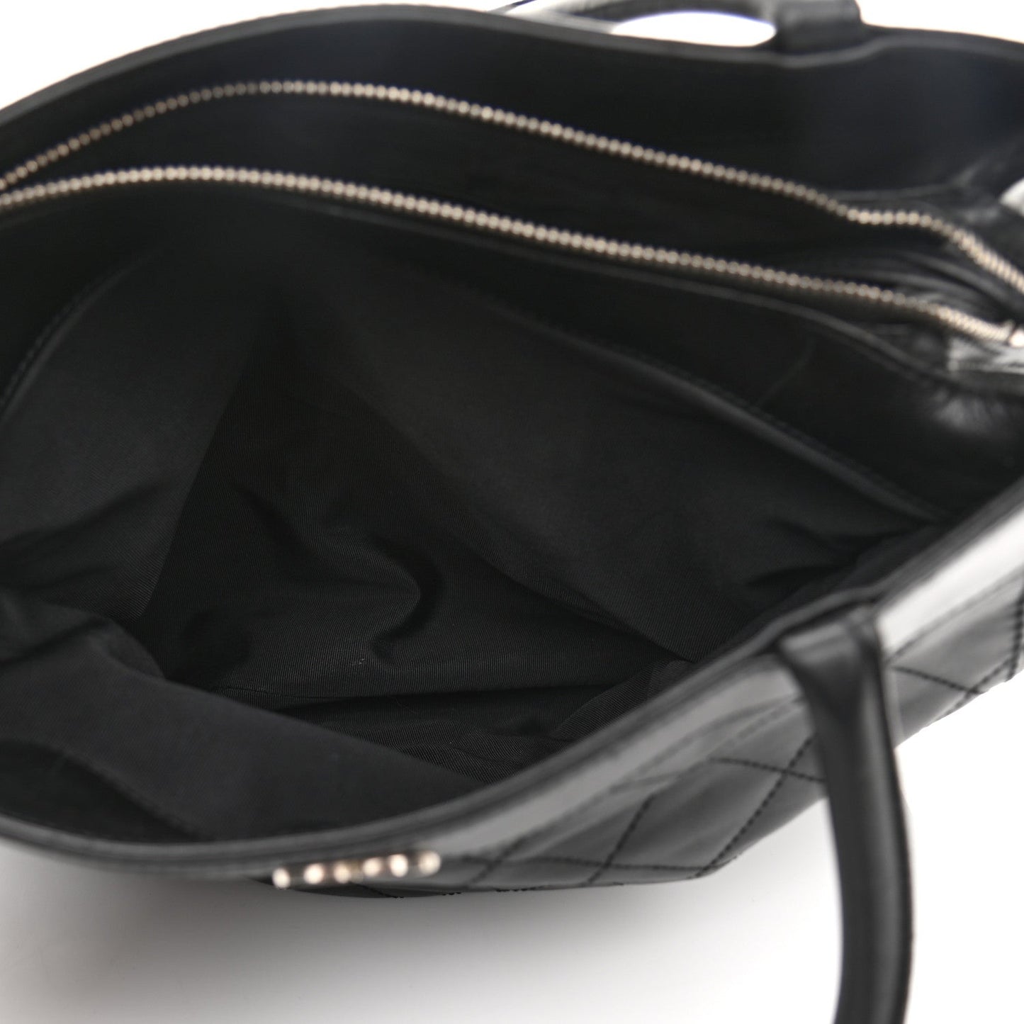 Lambskin Quilted Shopping Tote Black
