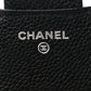 Caviar Quilted Compact Flap Wallet Black