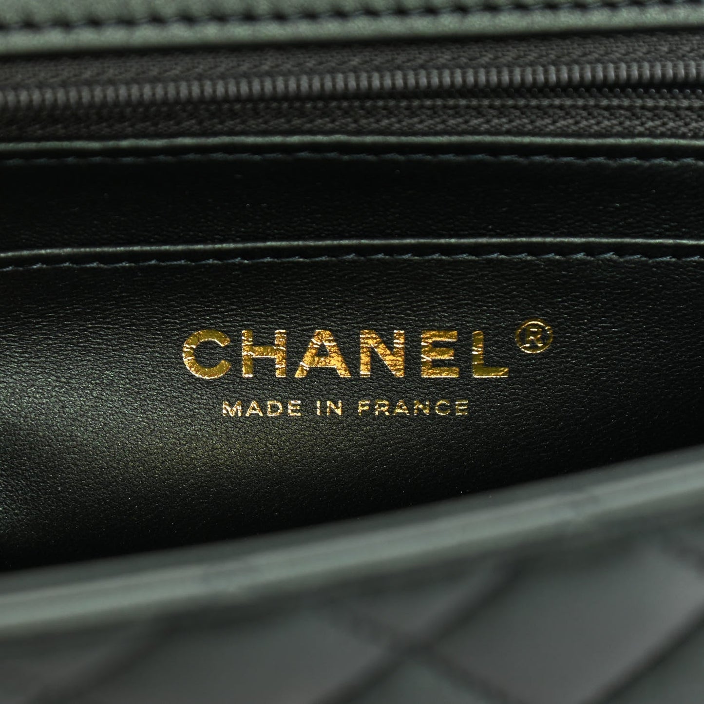 Chanel Iridescent Lambskin Quilted Mini Top Handle Rectangular Flap Dark Green