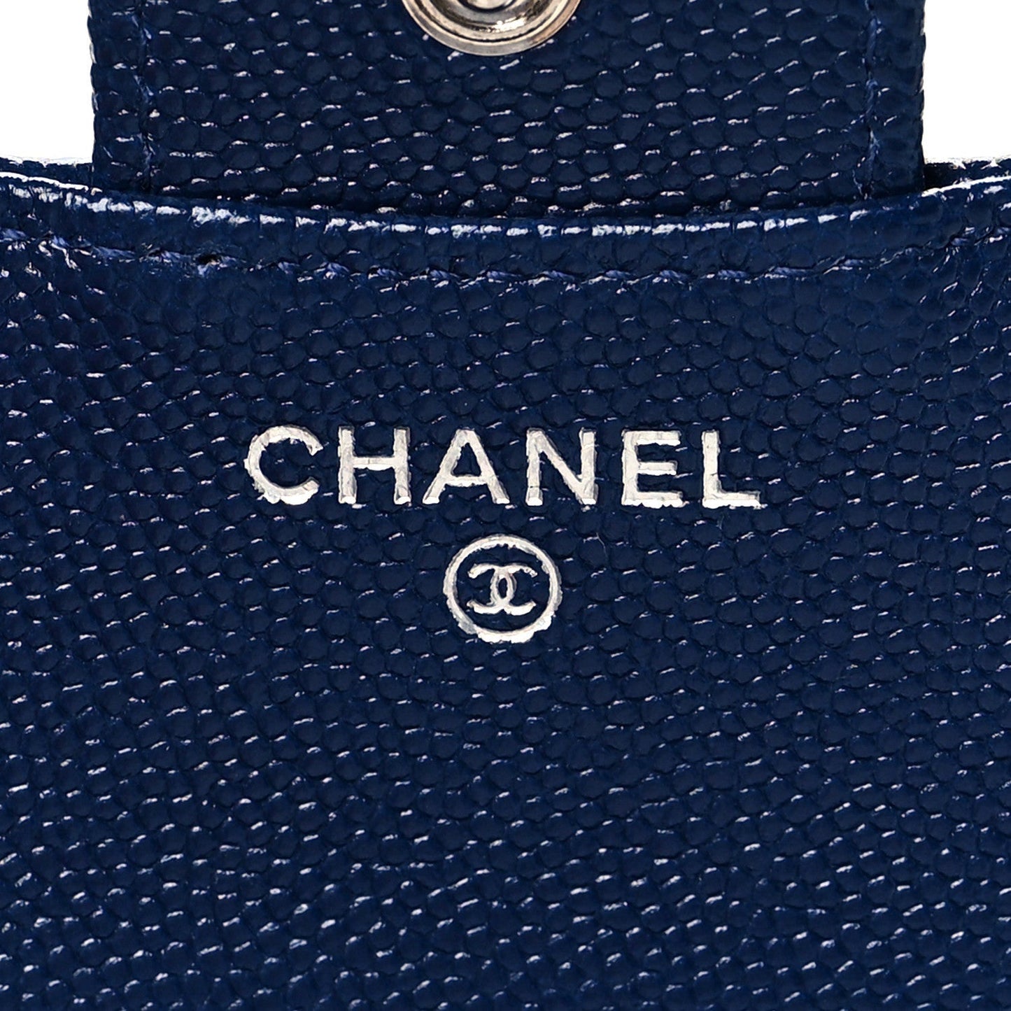 Caviar Quilted Compact Flap Wallet Navy