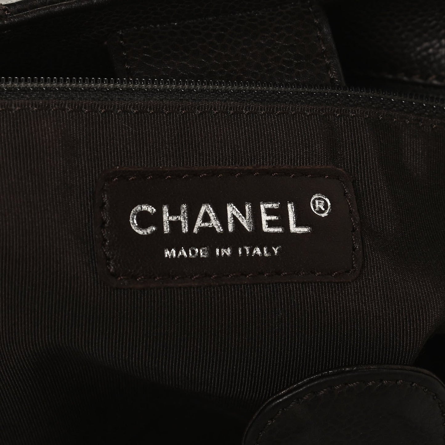 Caviar Quilted Petit Shopping Tote PST Dark Brown